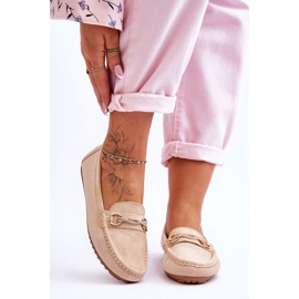 Klassiska mocka loafers med beige Amera utsmyckningar 1