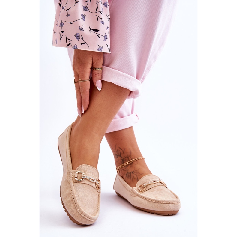 Klassiska mocka loafers med beige Amera utsmyckningar 2