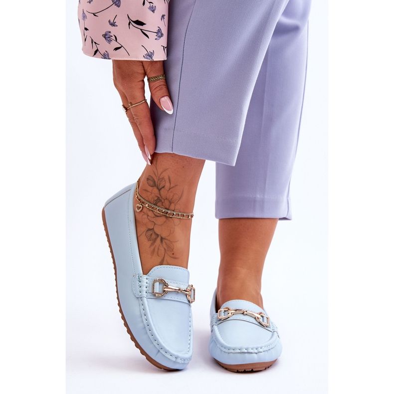 Klassiska Leather Loafers Ljusblå Verona 1