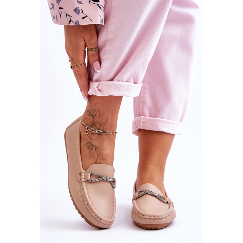 Slip-on Loafers för kvinnor med glitterdekoration Beige This Moment 1