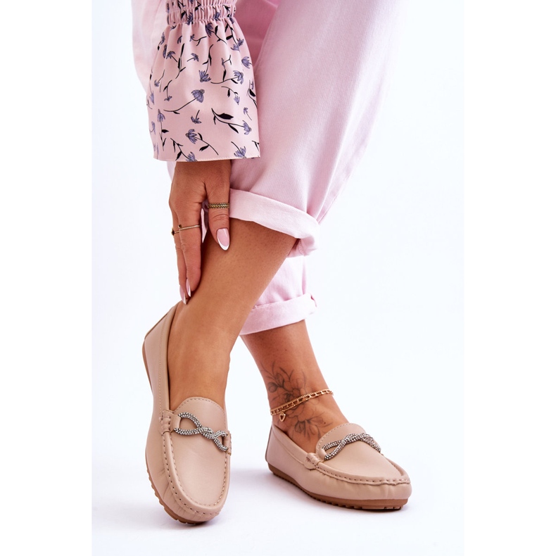 Slip-on Loafers för kvinnor med glitterdekoration Beige This Moment 2