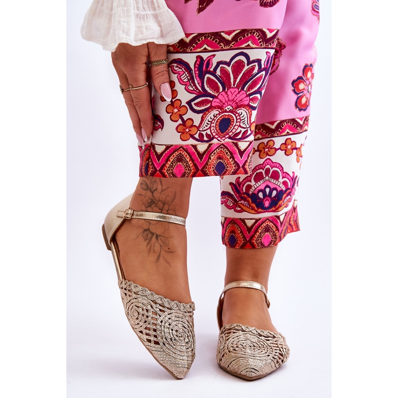 FM1 Eleganta damsandaler Platt guld Sheia gyllene 1