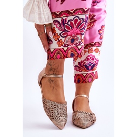 FM1 Eleganta damsandaler Flat Rose Gold Sheia gyllene 1