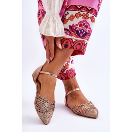 FM1 Eleganta damsandaler Flat Rose Gold Sheia gyllene 2