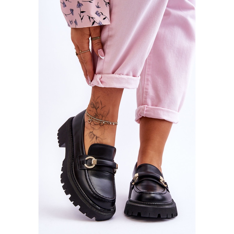 Dam Loafers På En Massiv Plattform Svart Calypso 1