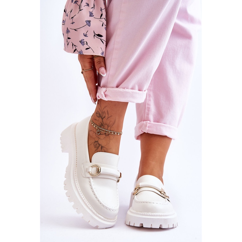 FG1 Dam Loafers På En Massiv Plattform Vit Calypso 1