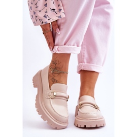 FG1 Dam Loafers På En Massiv Plattform Beige Calypso 1