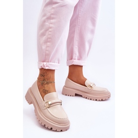 FG1 Dam Loafers På En Massiv Plattform Beige Calypso 2