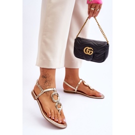 Golden Keep Going Flip Flops lädersandaler med platt klack gyllene 2