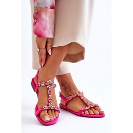 FI1 Damsandaler i mocka med stenar Fuchsia Calabrio rosa 2