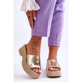 Lemar Lädertofflor för kvinnor med gyllene Renna-dekoration 1