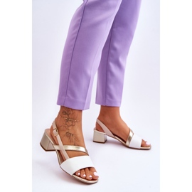 Sergio Leone läder sandaler med hög klack SK826 Vit och guld 2