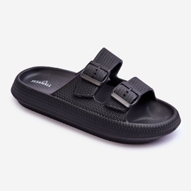 Damtofflor i skum med ränder Svart Sharmen 1