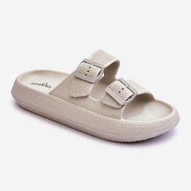 Damtofflor i skum med ränder Ljusgrå Sharmen 1