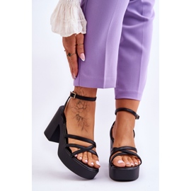 FS1 Fashionabla svarta Shemira-klackade sandaler med remmar 1