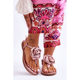 Kvinnors flip flops med tyg Rose Nude Carisma rosa 1