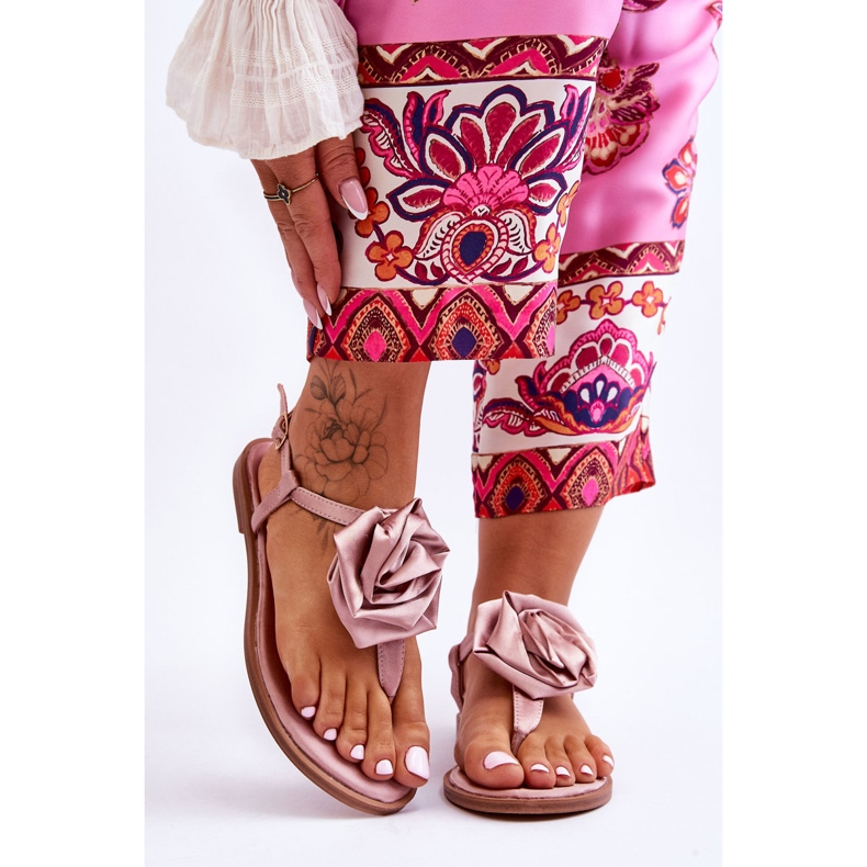 Kvinnors flip flops med tyg Rose Nude Carisma rosa 1