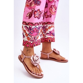 Kvinnors flip flops med tyg Rose Nude Carisma rosa 2