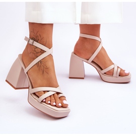 FS1 Fashionabla klackar och plattform Beige Secret Rose Sandaler 2