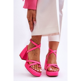 FS1 Fashionabla rosa hemliga ros med höga klackar och sandaler 1