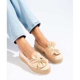 Mocka espadrillor på plattformen med en rosett Shelovet beige 2