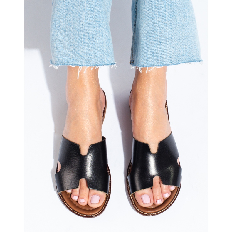 W. Potocki Damtofflor i svart läder från Potocki 1