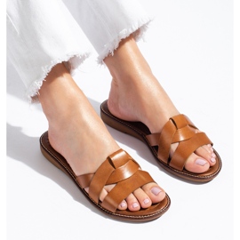 W. Potocki Damtofflor i brunt skinn från Potocki 1