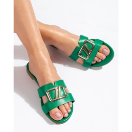 Platta sandaler med dekor Shelovet grön 1