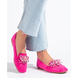 Shelovet rosa mocka loafers med stenar 1