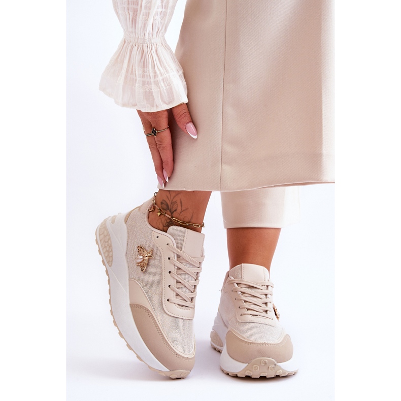 PS1 Glänsande sportskor med beige Seneca-dekoration 1