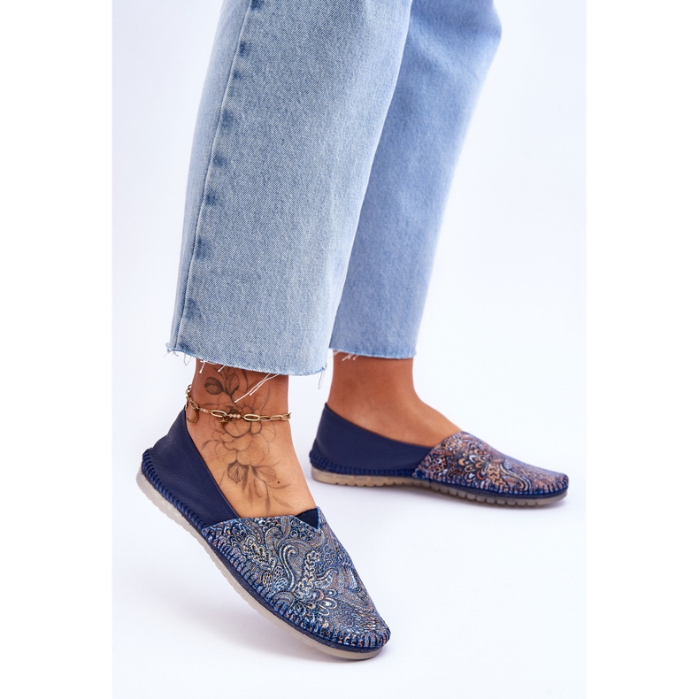 Läderballerinor för kvinnor Maciejka 01930-103 Marinblå 2