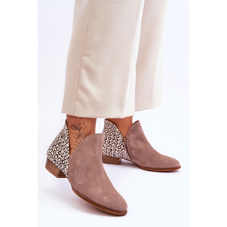 Maciejka Läderstövlar med fläckar 04091-55 Mörkbeige 1