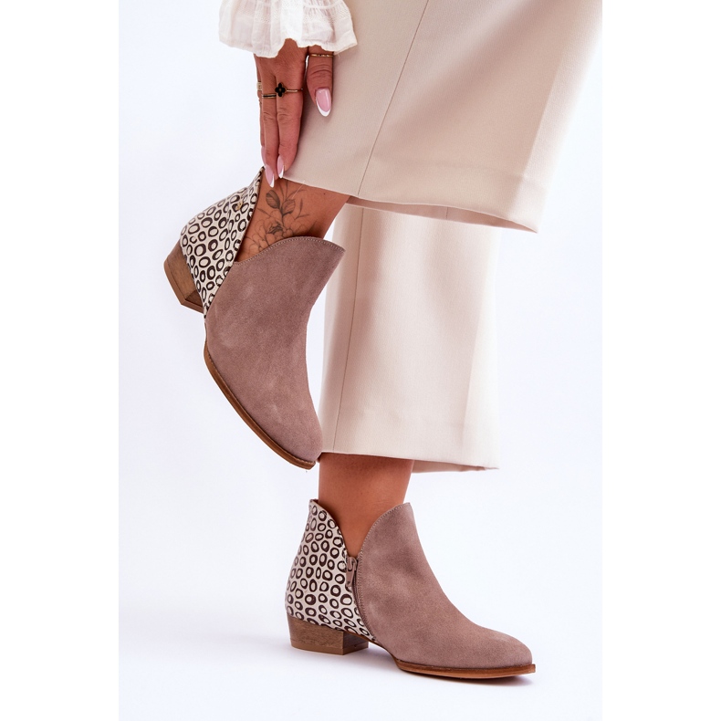 Maciejka Läderstövlar med fläckar 04091-55 Mörkbeige 2