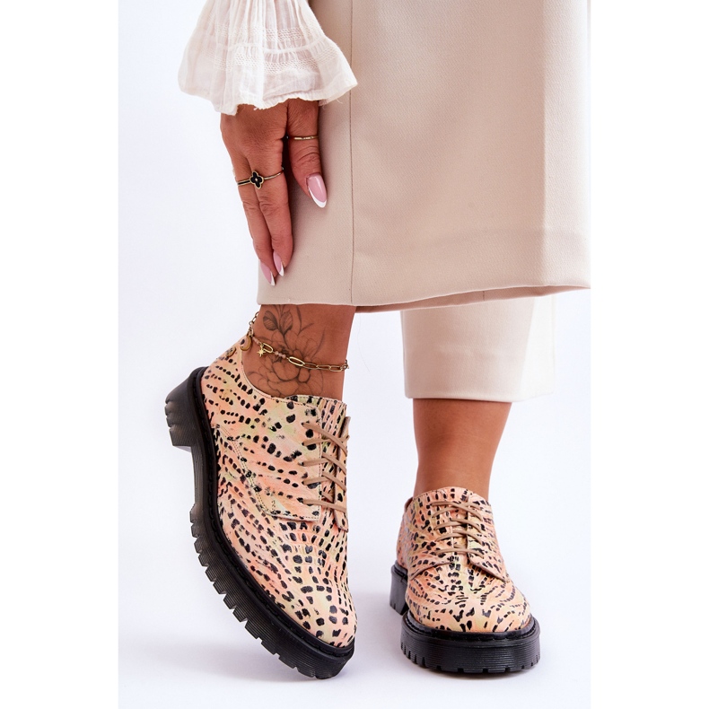 Oxford Läderskor för kvinnor Maciejka 04087-18 Orange-Svart 1