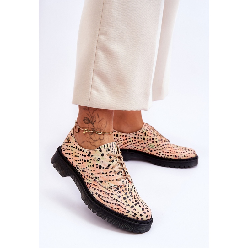 Oxford Läderskor för kvinnor Maciejka 04087-18 Orange-Svart 2