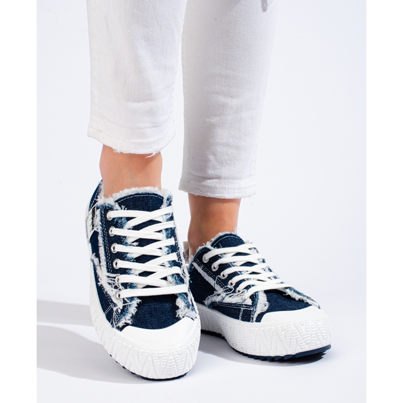 Shelovet marinblå platåsneakers 1