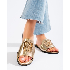 Shelovet sliders med guldprydda damer gyllene 2