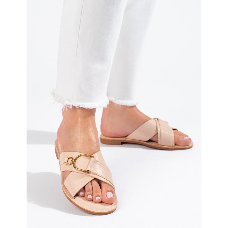 Beige Shelovet tofflor för kvinnor 1