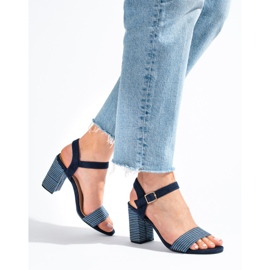 Marinblå Shelovet-sandaler för kvinnor med en dekorativ klack 1