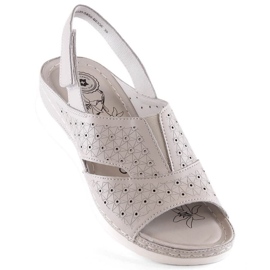 Bekväma sandaler i läder med elastiskt band eVento W 5850 beige 1