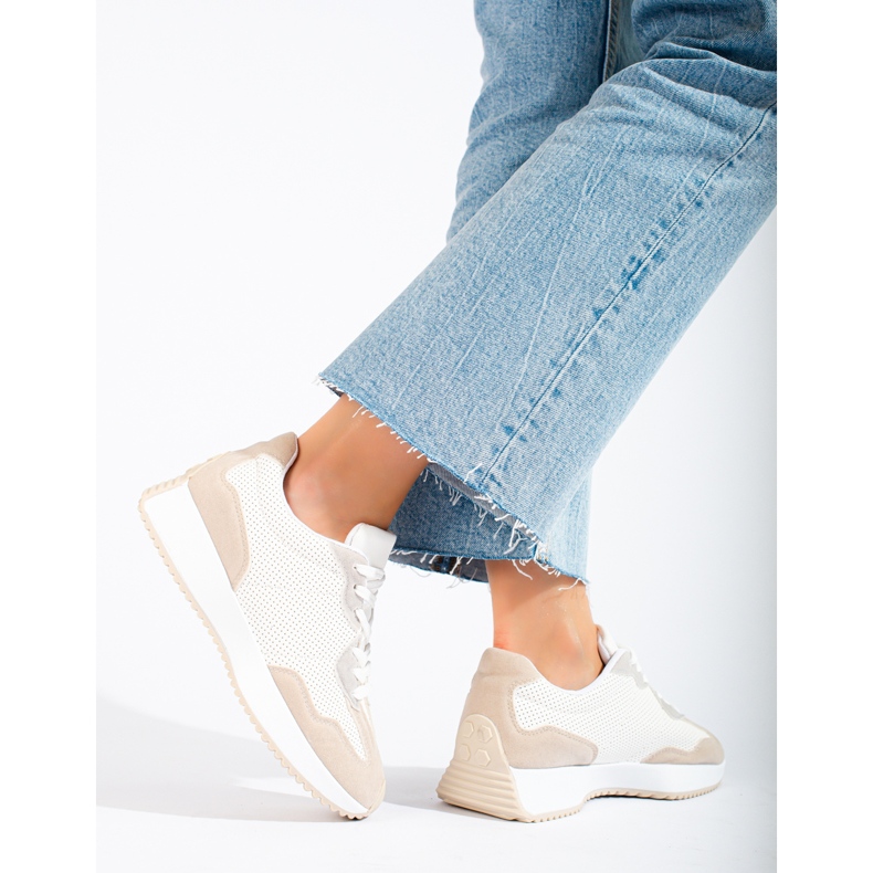 TRENDI Casual Sportskor På Plattformen beige vit grå 1