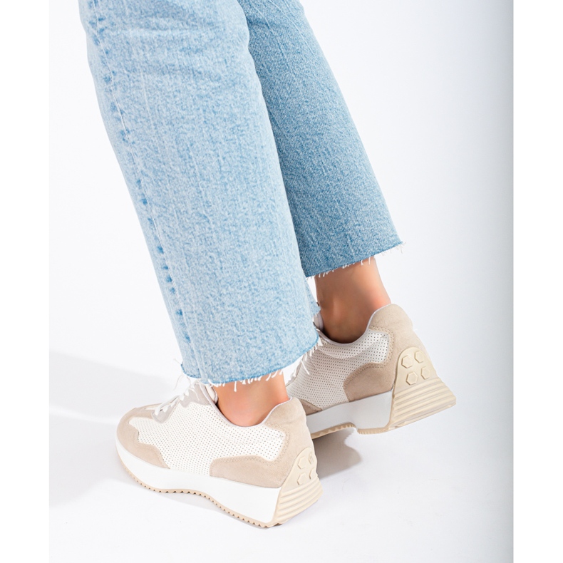 TRENDI Casual Sportskor På Plattformen beige vit grå 2