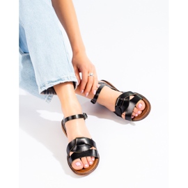 W. Potocki Lädersandaler för kvinnor Potocki svarta 2