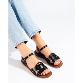 W. Potocki Lädersandaler för kvinnor Potocki svarta 1