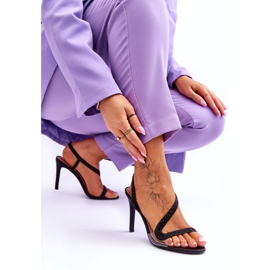 Kvinnors slip -i höghöjda sandaler glänsande svart 6