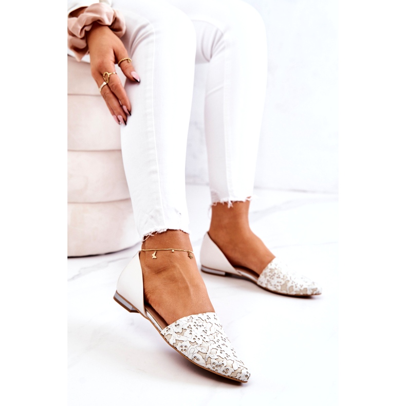 Eleganta läderballerinor Laura Messi 1110 Beige 3