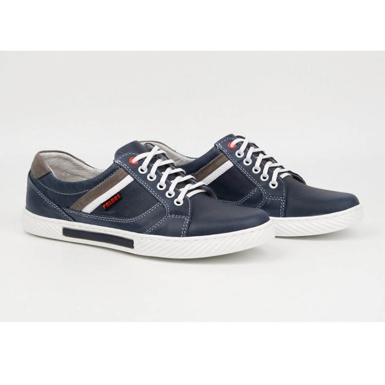 Polbut Skinnskor för män J47, marinblå och grå mångfärgad 4