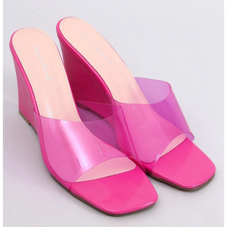 BM Transparent Wedge Slides Rocks Fuchsia rosa 1