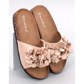 Fowley Beige Flower Cork Tofflor 1