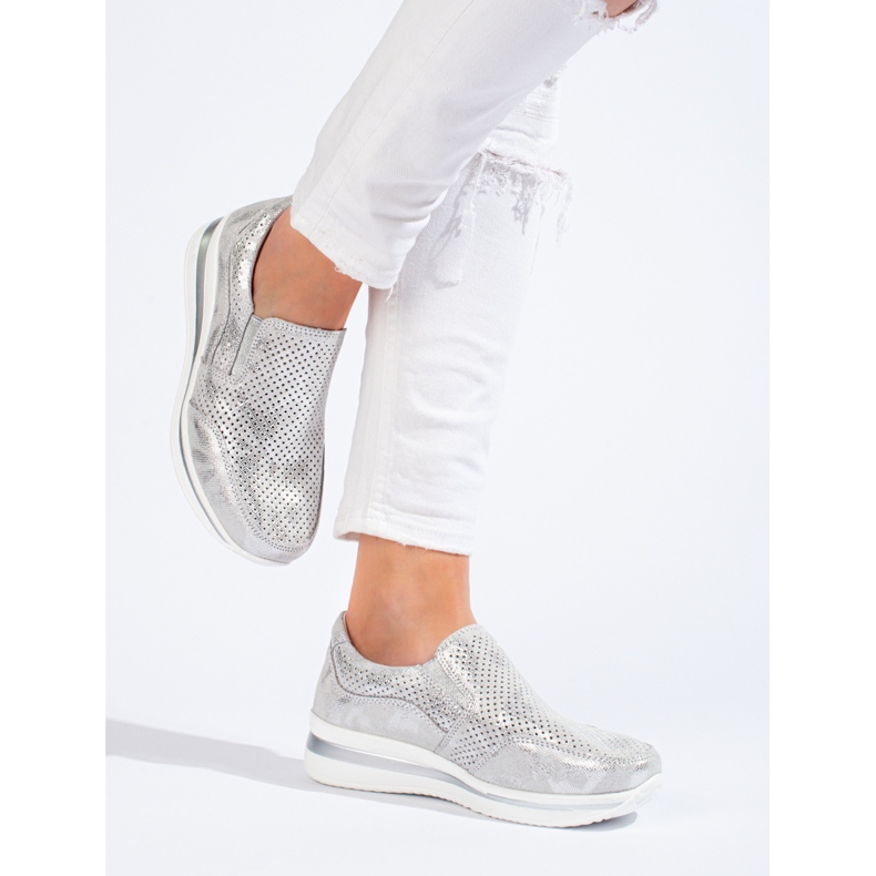 Plattsneakers i läder från Shelovet silver 1